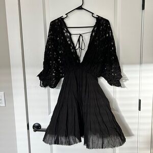 Free People Black Lace Mini Dress